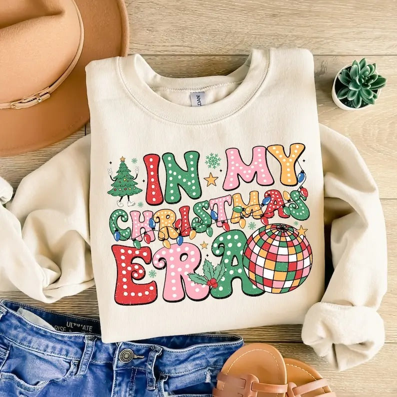 In My Christmas Era Shirt, Retro Christmas Sweatshirt, Christmas Doodle Dots ,Christmas Shirt, Merry Christmas, Vintage...
