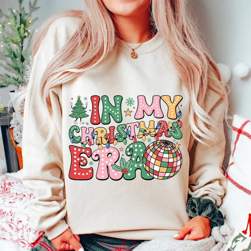 In My Christmas Era Sweatshirt, Merry Christmas Tee Shirt, Merry And Bright T-Shirt, Christmas Era Holly Jolly Shirt,...