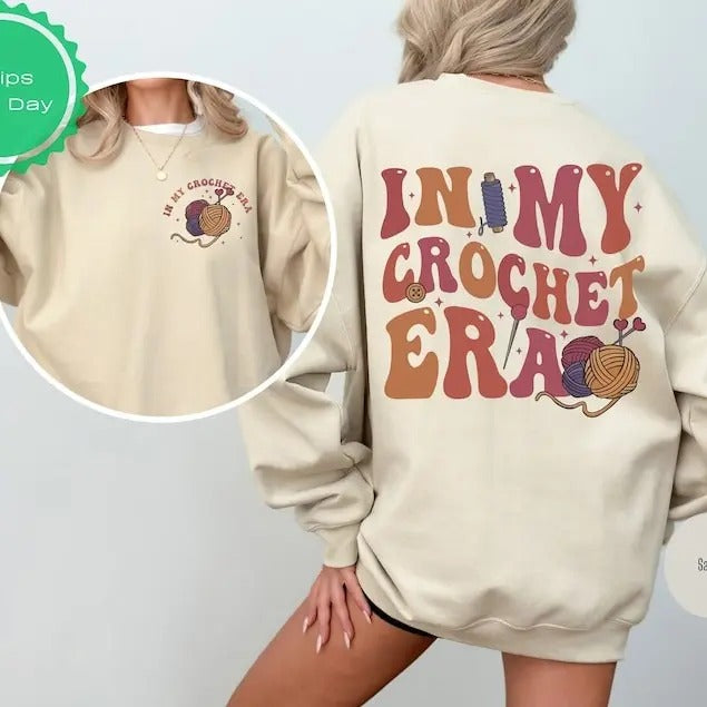 In My Crochet Era Shirt, Crochet Lover Shirt, Knitting Shirt, Crafter Mom Shirt for Women, Funny Crochet Crewneck, Gift...