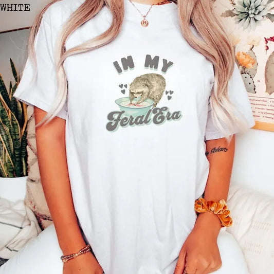 In My Feral Era Raccoon Shirt Funny Animal Shirt Vintage Raccoon Meme T Shirt Trash Panda T Shirt Retro Unisex Tee Animal...
