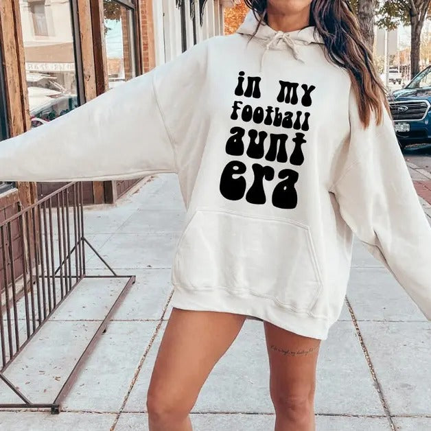 In My Football Aunt Era Hoodie, Football Season Shirt For Aunt, Women's Game Day Sweatshirt, Proud Auntie Sweater, Sports...