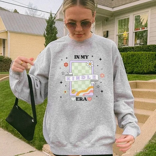 In My Kindle Era Sweatshirt Bookish Merch Booktok Crewneck Gift for Reader Bookworm Sweatshirt Book Lover Sweater...