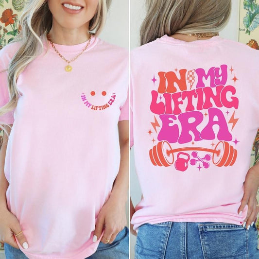 In My Lifting Era Shirt, Funny Back And Front Workout Woman T-shirt, Gym Lover Gift, Weight Lifting Shirt, Coach Gift...