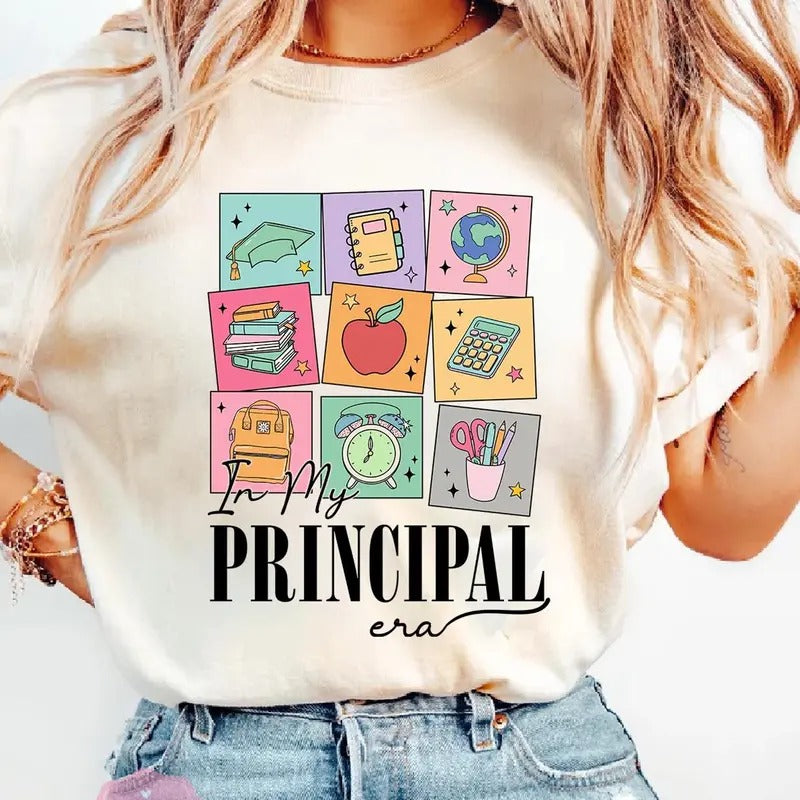 In My Principal Era 100 Days Of School Shirt, Celebrate 100th Day Tee, Principal Shirt, Gift For Principal 100 Days Of...