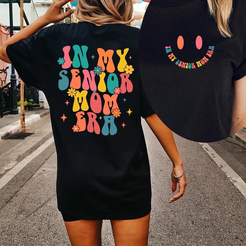 In My Senior Mom Era T-shirt, Senior Mom Shirt, Mom Era Tee, Gift for Mom, Mother's Day Gift, Floral Tshirt, Retro...