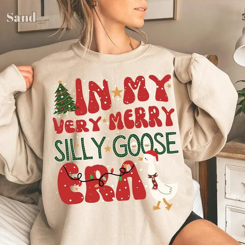 In My Very Merry Silly Goose Era Shirt, Christmas Silly Goose Sweatshirt, Funny Duck Lover Christmas Gift, Unisex Shirt,...