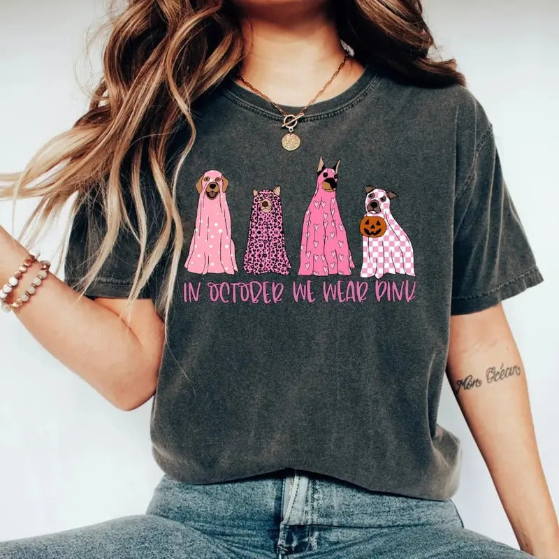 In October We Wear Pink Shirt, Breast Cancer Awareness Shirt, Breast Cancer Shirt, Pink Ribbon Shirt, Cancer Support Gift...