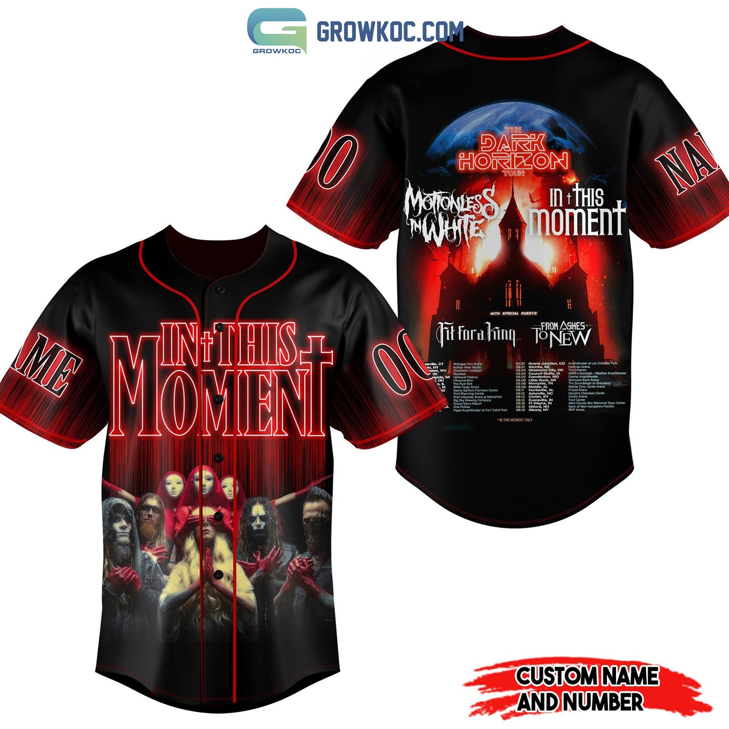 In This Moment The Dark Horizon Tour Motionless In White Personalized Baseball Jersey