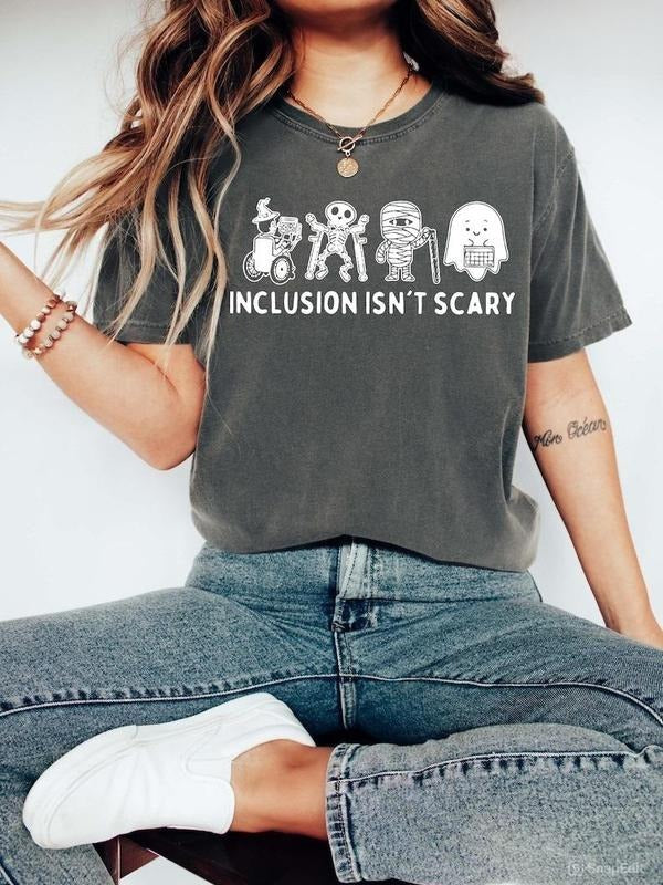 Inclusion Isn't Scary Halloween Shirt, Inclusion Awareness Shirt, SLP Halloween Shirt, Halloween Sped Teacher Tee Hoodie,...