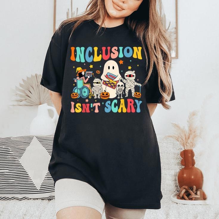 Inclusion Isn't Scary Teacher Skeleton Ghost Cute Halloween T-Shirt Hoodie, Sweatshirt | WearSparks.com