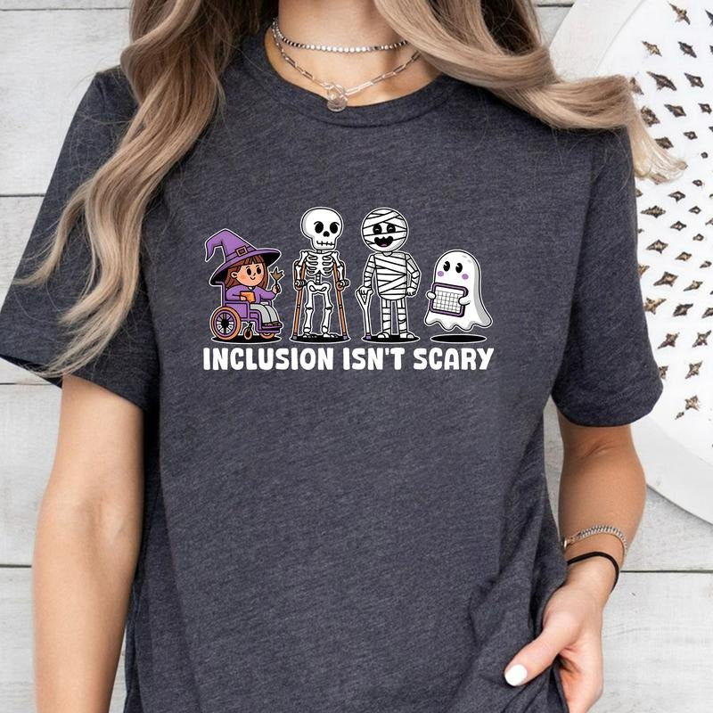 Inclusion Isn't Scary Teacher Vintage T-Shirt, Teacherlife Shirt, Teacher Shirt, Teacher Lovers Shirt, Halloween Shirt,...