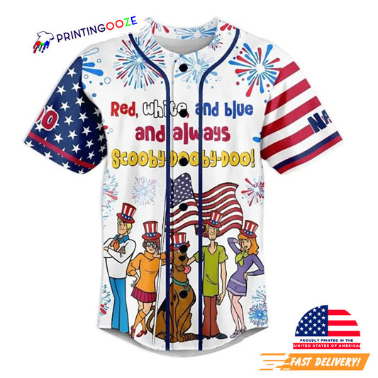 Independence Day Scooby-Doo Cartoon Baseball Jersey
