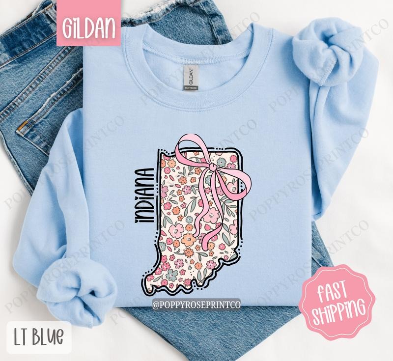 Indiana Floral Sweatshirt, Cute Indiana Sweatshirt, Indiana State Sweatshirt T-Shirts, Hoodie | WearSparks.com