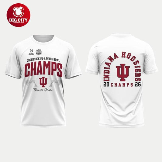 Indiana Football Champions Peach Bowl 2026 Two Sided Shirt
