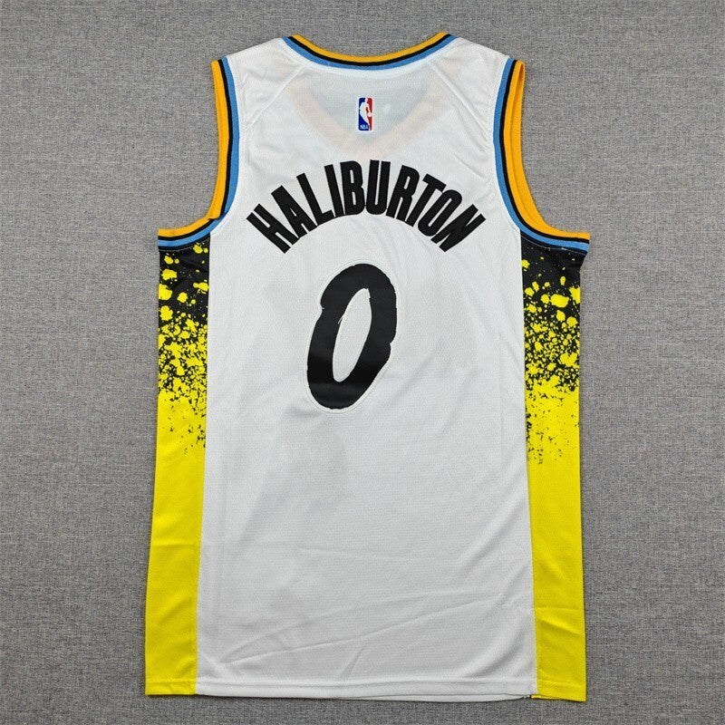 Indiana Pacers #0 Tyrese Haliburton 25 Pacers 0 White City Edition Style 1