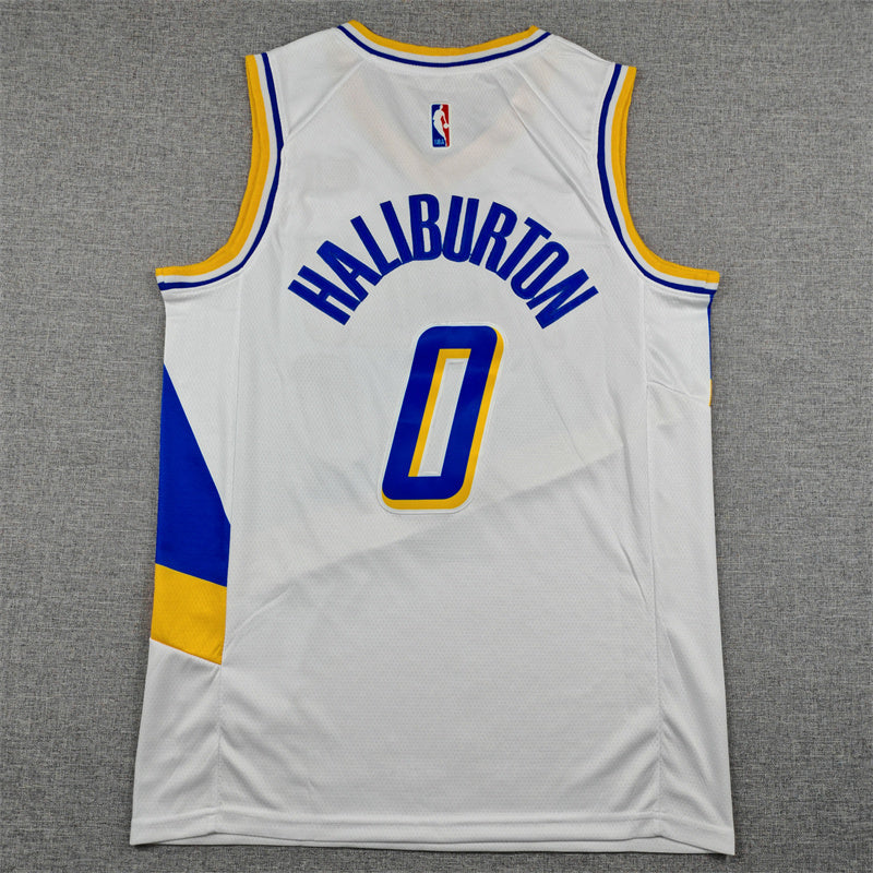 Indiana Pacers #0 Tyrese Haliburton 26 Pacers 0 White City Edition Style 3