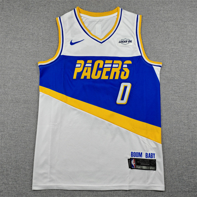 Indiana Pacers #0 Tyrese Haliburton 26 Pacers 0 White City Edition Style 4