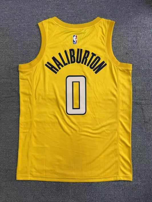 Indiana Pacers #0 Tyrese Haliburton 26 Season Pacers Team Yellow Style 1