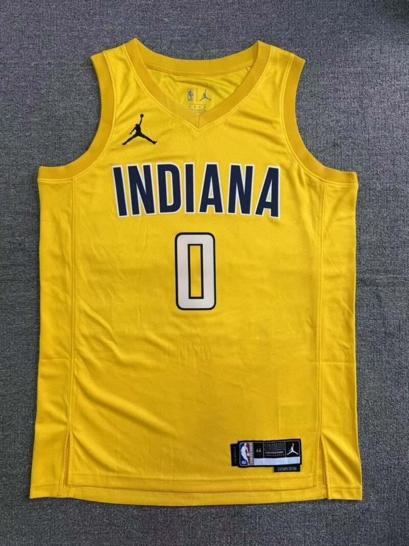 Indiana Pacers #0 Tyrese Haliburton 26 Season Pacers Team Yellow Style 4