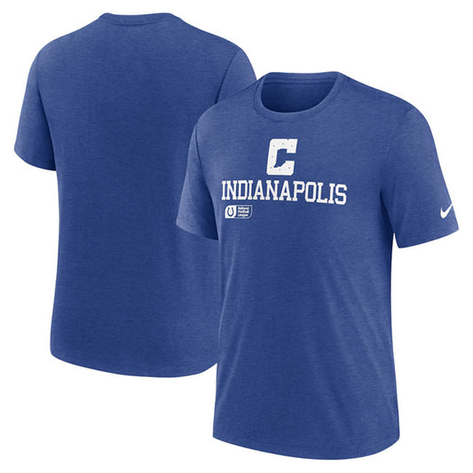 Indianapolis Colts Blue Overlap Lockup Tri-Blend T-Shirt