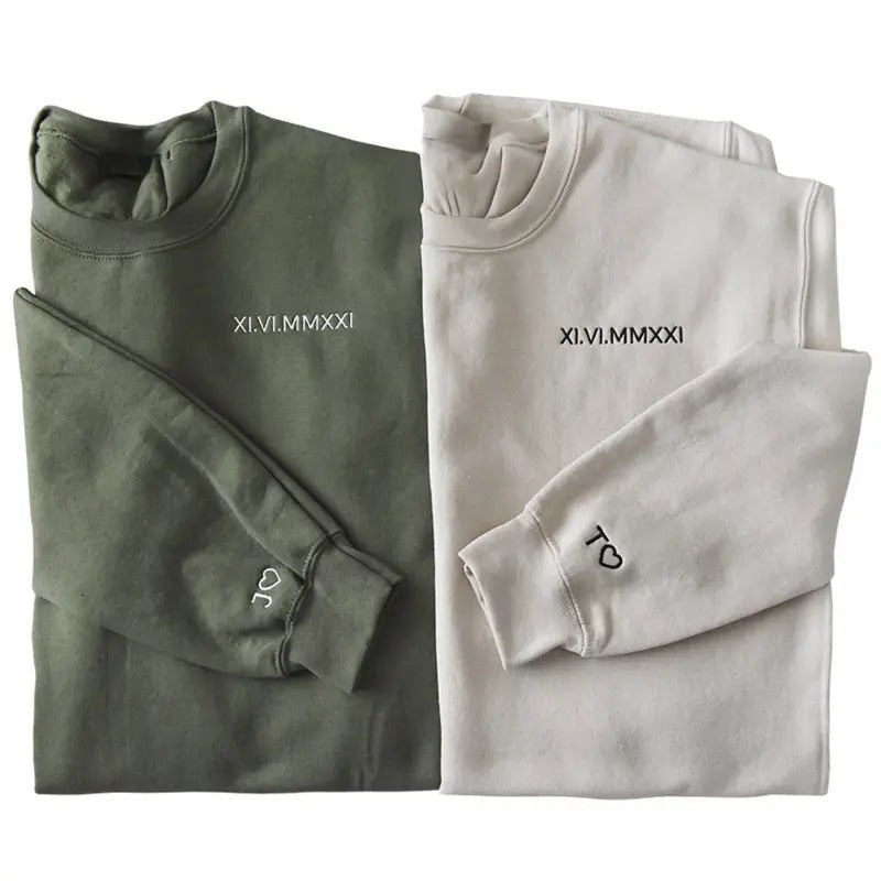 Initial Heart Custom Embroidered Crewneck - Personalized Couple Hoodies  Bridge  Bridesmaid  Anniversary Date...