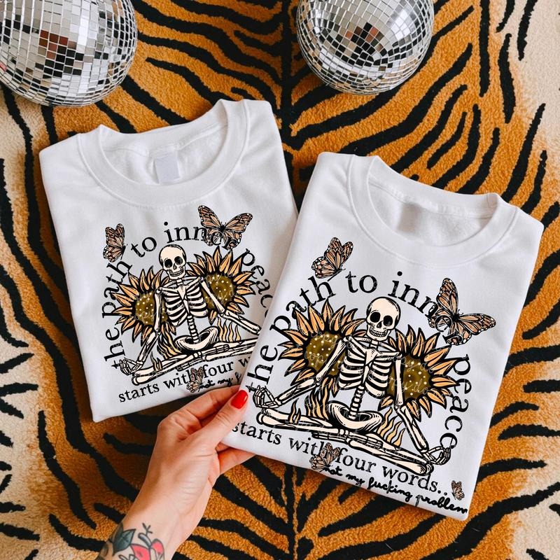 Inner Peace Skeleton DTF Transfers - THIS IS NOT A SHIRT Hoodie, Sweatshirt | WearSparks.com
