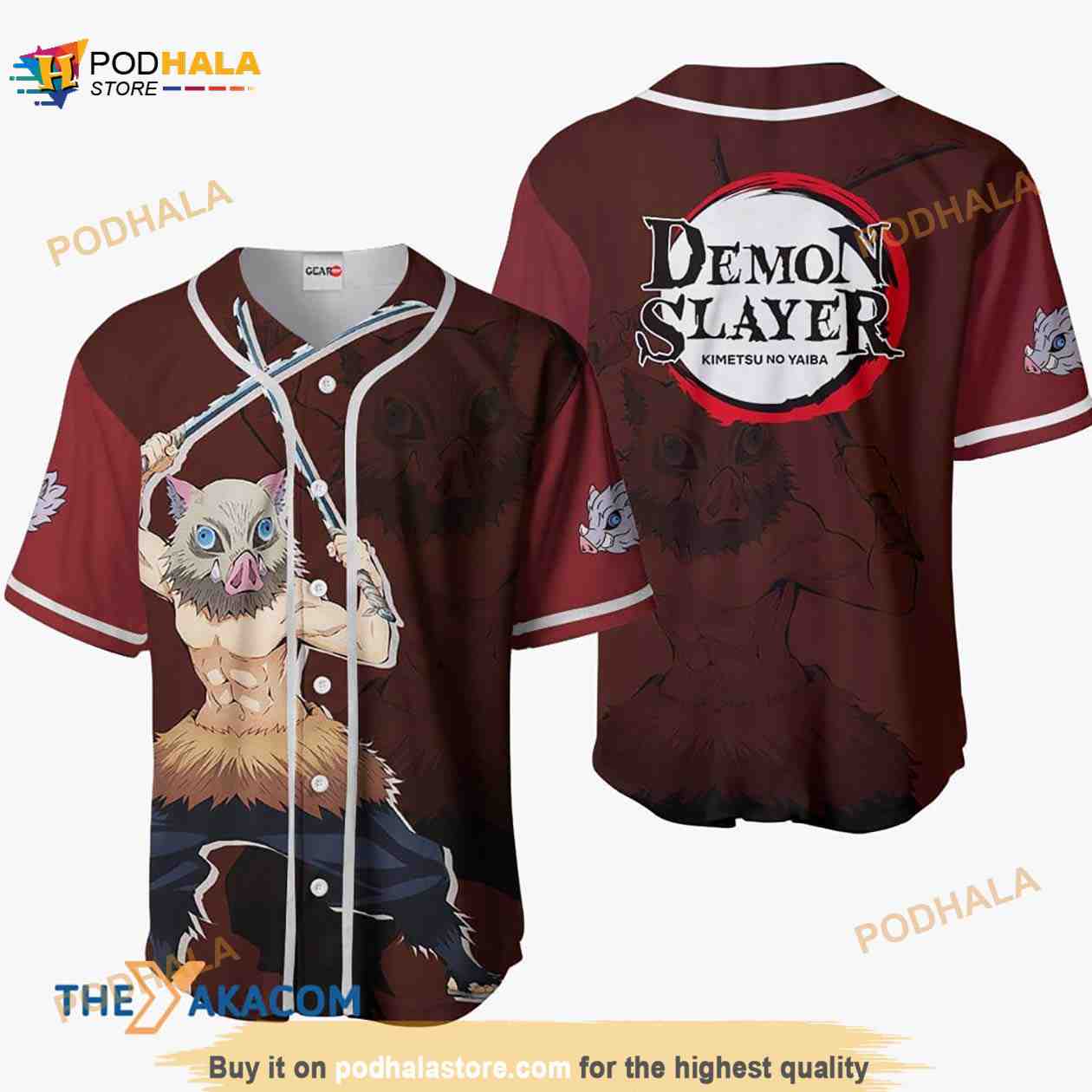 Inosuke Kimetsu Anime 3D Baseball Jersey Shirt