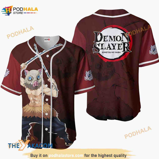 Inosuke Kimetsu Anime 3D Baseball Jersey Shirt