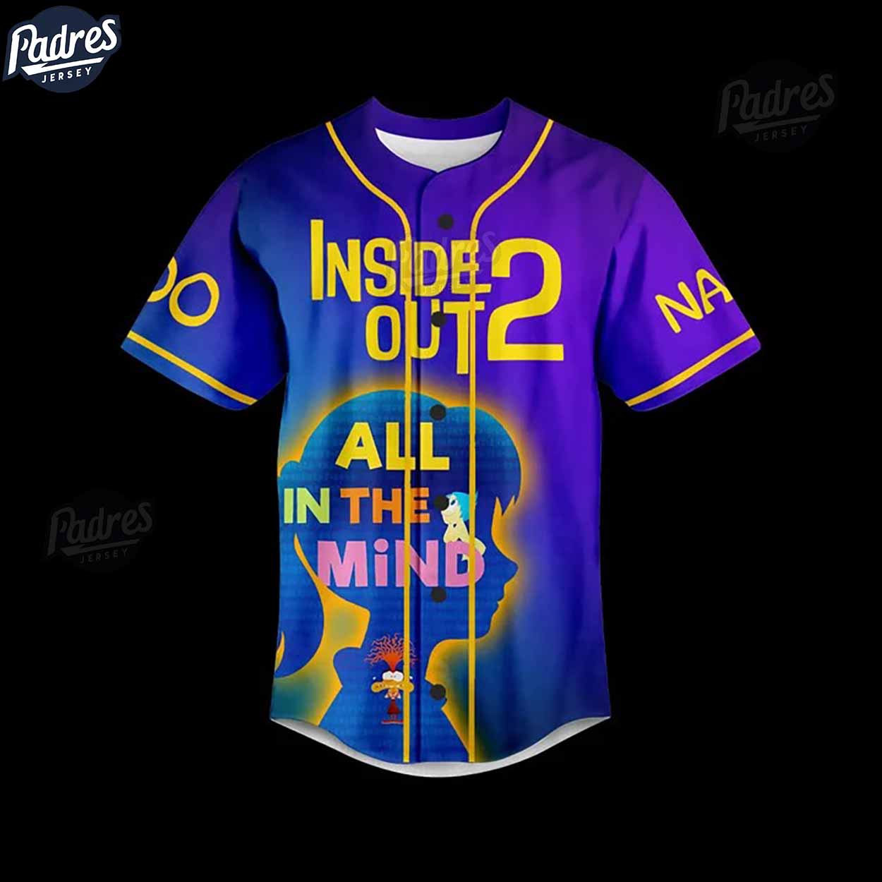 Inside Out 2 All In The Mind Custom Baseball Jersey Style - Padres Jersey Oasis: Elevate Your Baseball Style... (Image 2)