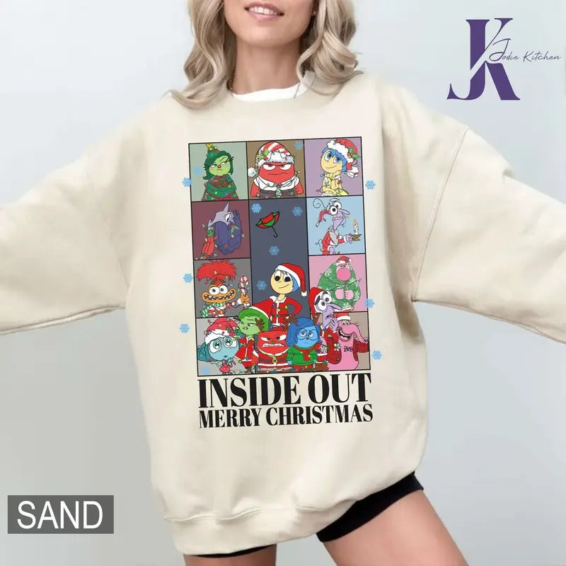 Inside Out Characters Shirt, Inside Out Christmas Sweatshirt, Emotional Shirt, Happy Christmas Shirt, Mental Health Shirt...