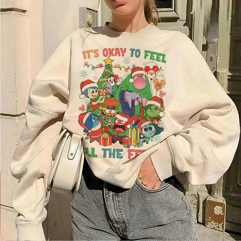 Inside Out Christmas Shirt, It's Okay To Feel All The Feels Shirt, Inside Out Movie, Christmas Gift Hoodie, Sweatshirt