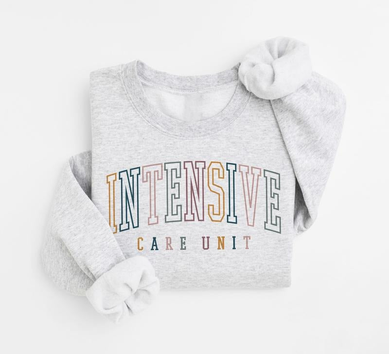 Intensive Care Unit Nurse Sweatshirt, Minimal ICU Crewneck, ICU Doctor Gift, Matching Team Group Shirts, Nursing School...