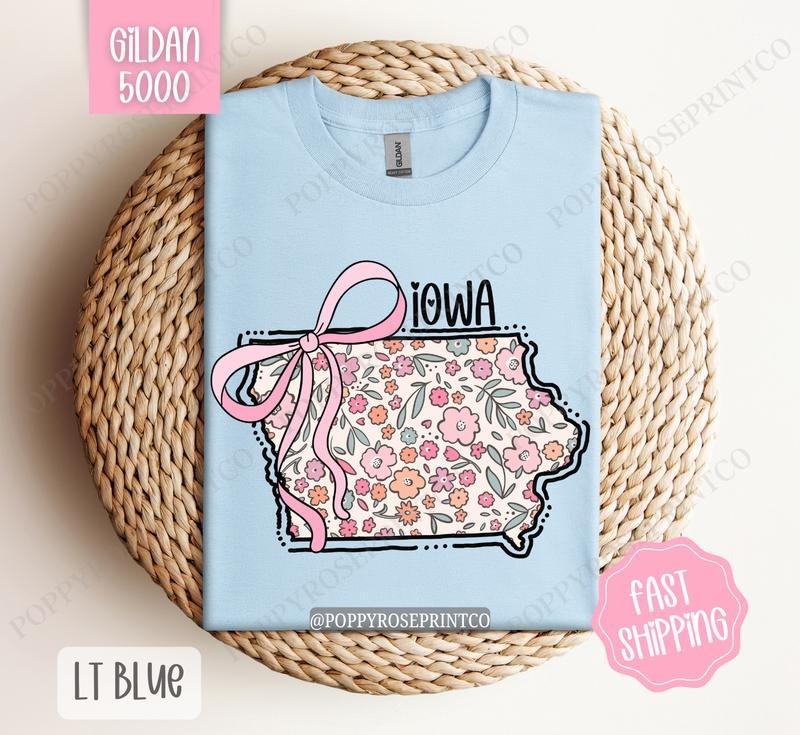 Iowa Gildan T-shirt, Cute Iowa State Shirt, Iowa Floral Bow Tee Hoodie, Sweatshirt | WearSparks.com