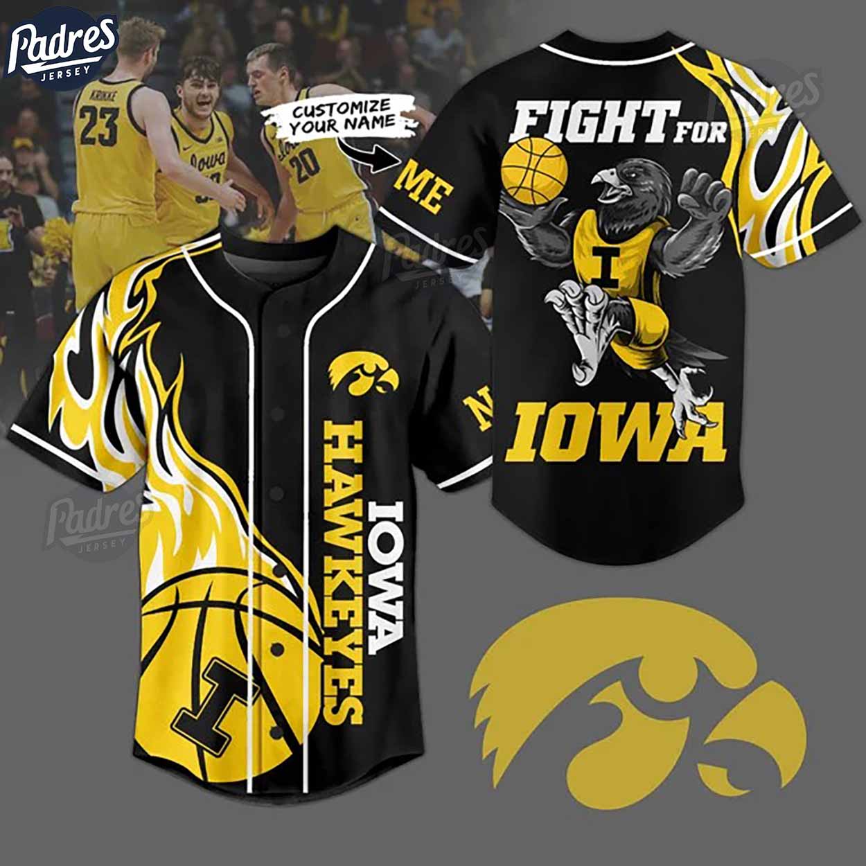 Iowa Hawkeyes Basketball Team Custom NCAA Baseball Jersey - Padres Jersey Oasis: Elevate Your Baseball Style... (Image 1)