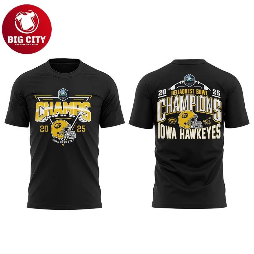 Iowa Hawkeyes Football 2025 ReliaQuest Bowl Champs Two Sided Shirt