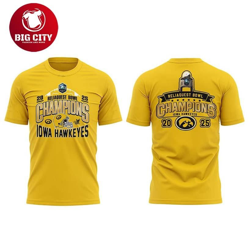 Iowa Hawkeyes NCAA Football ReliaQuest Bowl Champs 2025 Two Sided Shirt