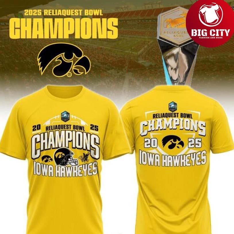 Iowa Hawkeyes ReliaQuest Bowl Champions 2025 Two Sided Shirt