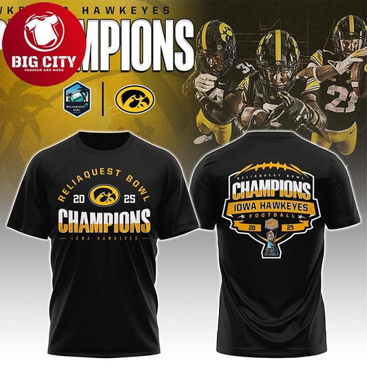 Iowa Hawkeyes Reliaquest Bowl Champions 2025 College Football Championship Two Sided Shirt