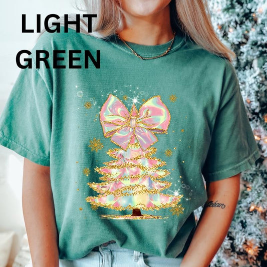 Iridescent Shimmer Christmas Tree Shirt~ Unisex Apparel Relaxed Fit Printed In The USA Clothing Womenswear Casual Comfort...