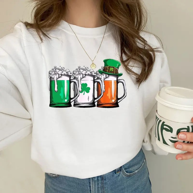 Irish Beer St Patrick's Day T-Shirt, Paddy's Day Drinking Tee Shirt, Ireland Flag Shirt, Shamrock Funny St Patrick...