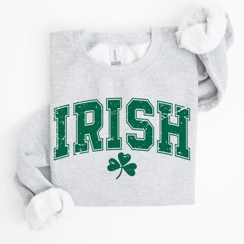 Irish, Lucky, St. Paddy's Day, Clover, Shamrock, Lucky Charm, St Patrick's Day Sweatshirt, Crew Neck, Women's, Crewneck...