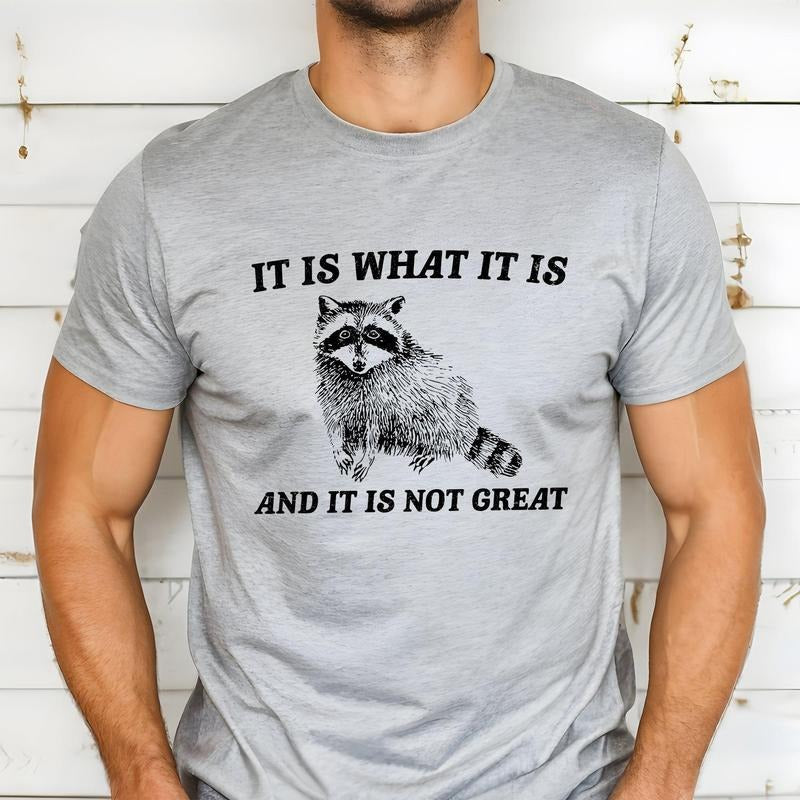 It Is What It Is And It's Not Great, Raccoon, Funny, Aesthetic, Meme Soft T-Shirt, Women's Crew Neck, Crewneck Hoodie,...
