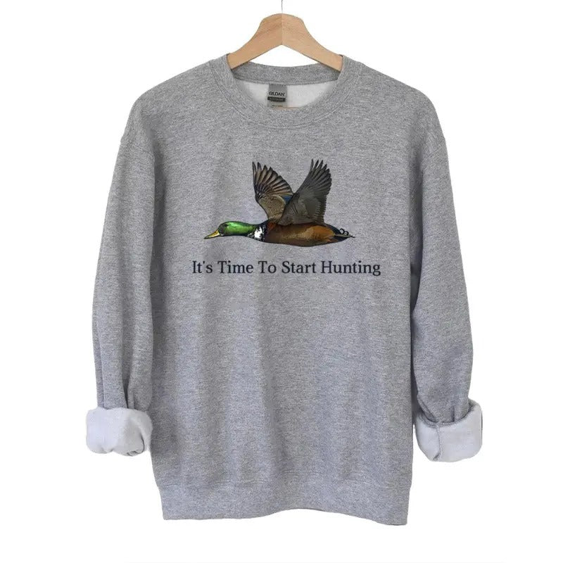 It Time To Start Hunting Sweatshirt Duck Hunting Season Graphic Vintage Mallard Duck Gift For Unisex T-shirt Hoodie...