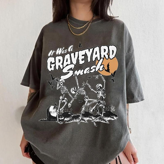 It Was A Graveyard Smash T-Shirt, Retro Skeleton Halloween Sweatshirt, Dancing Skeleton Shirt, Spooky Season Tee Shirt Hoodie