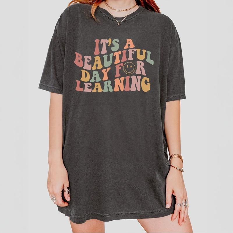 It's A Beautiful Day For Learning Shirt, Teacher Appreciation Gift, Teacher T-Shirt, Teacher Squad Shirt, Retro Teacher...