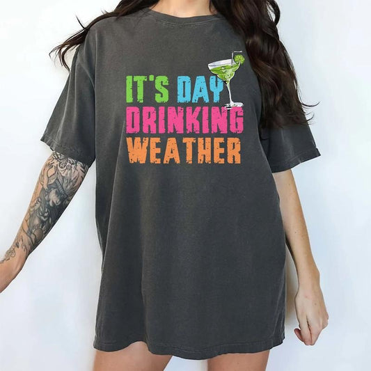 It's Day Drinking Weather Shirt, Summer Vibe Tee, Beach Party Graphic Tee, Bachelorette Party Unhinged Shirt, Beach Vibes...