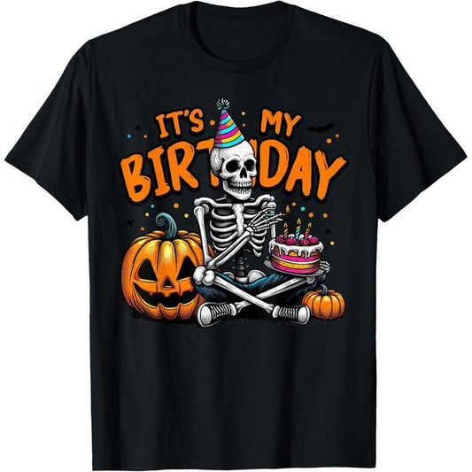 It's My Birthday Skeleton Happy Halloween Birthday Party T-Shirt made in usa Hoodie, Sweatshirt | WearSparks.com