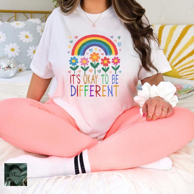 It's Ok To Be Different Autism Acceptance  White 100% Ring spun Cotton T-Shirt Unisex Fit Hoodie, Sweatshirt | WearSparks.com