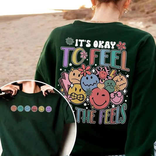 It's Okay To Feel All The Feels Sweatshirt Mental Health Sweatshirt Inclusion Shirt Speech Therapy Shirt TK43GN Hoodie