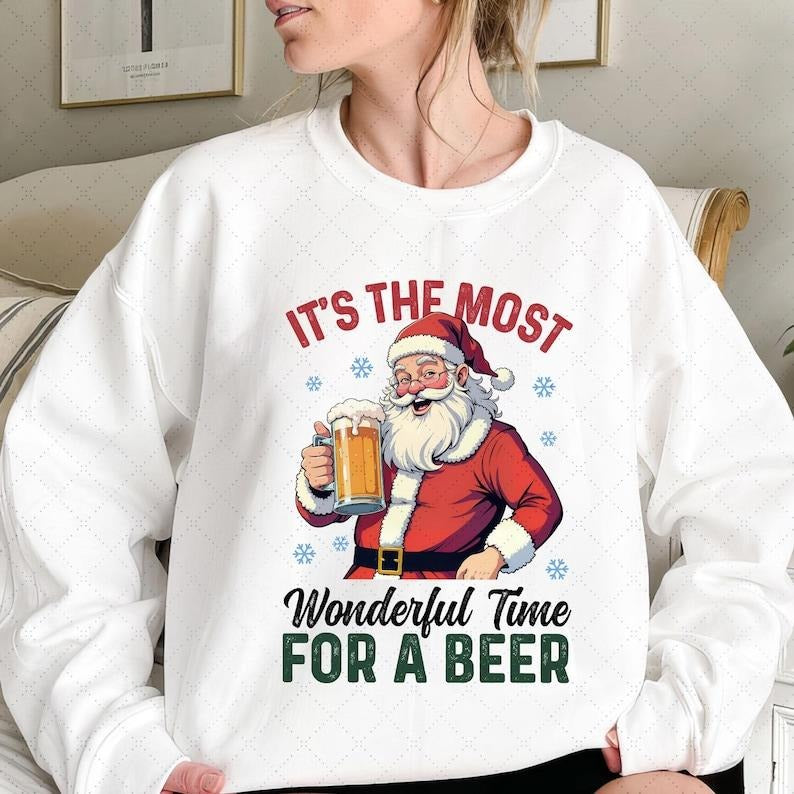 It's The Most Wonderful Time For a Beer Png, Merry Christmas Png, Santa Beer Png, Western Christmas Png Christmas Beer...